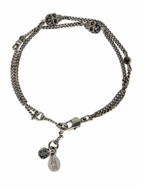 Alexander McQueen Silver-Tone Crystal Skull Multi-Chain Bracelet
